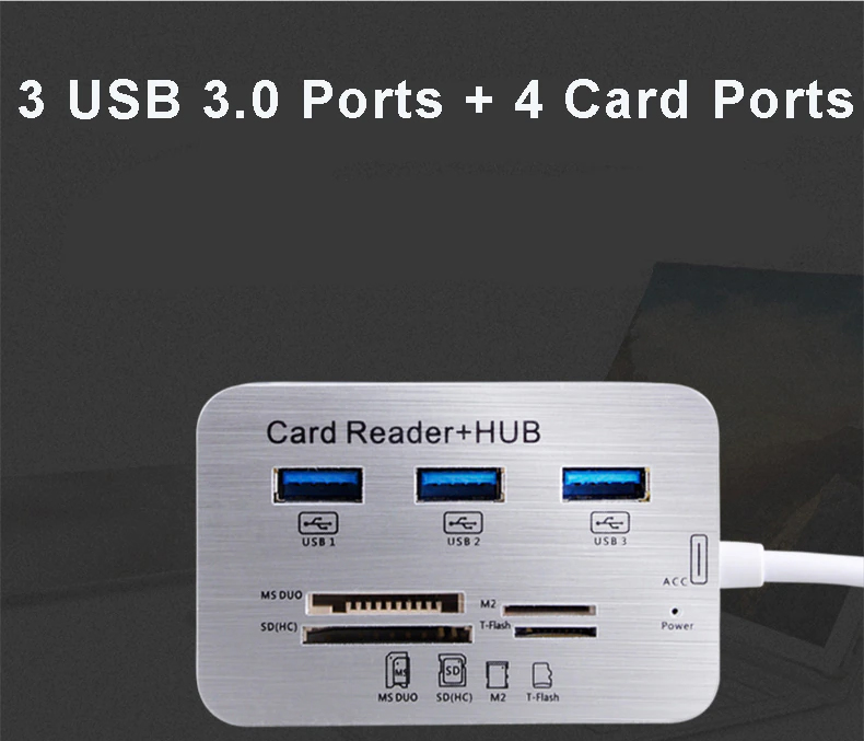 7 in 1 USB 3.0 to 3 Ports USB 3.0 Hub Combo with Card Reader 02