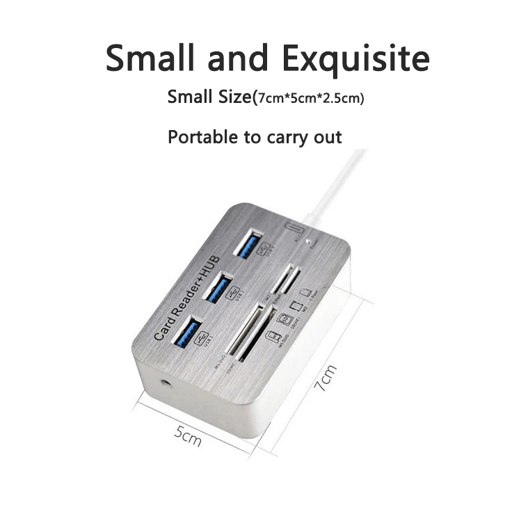 7 in 1 USB 3.0 to 3 Ports USB 3.0 Hub Combo with Card Reader 06