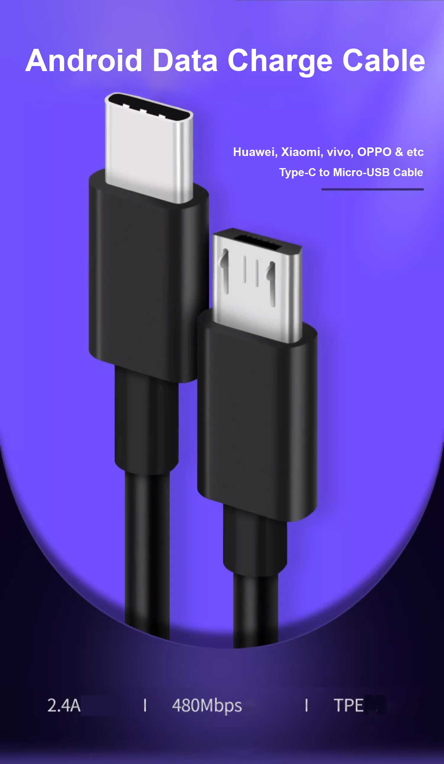 USB C to Micro USB Data Charge Cable