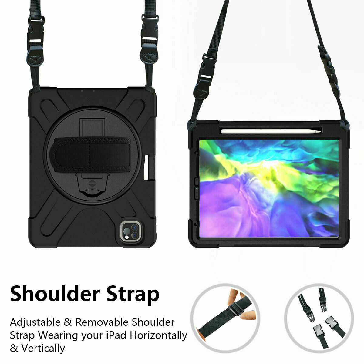 Armour Silicon Case with Kick Stand Body Sling Hand Grip Strap Pencil Holder 05