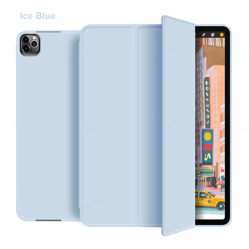 Tri Fold PU Leather Case with Soft TPU Case 14
