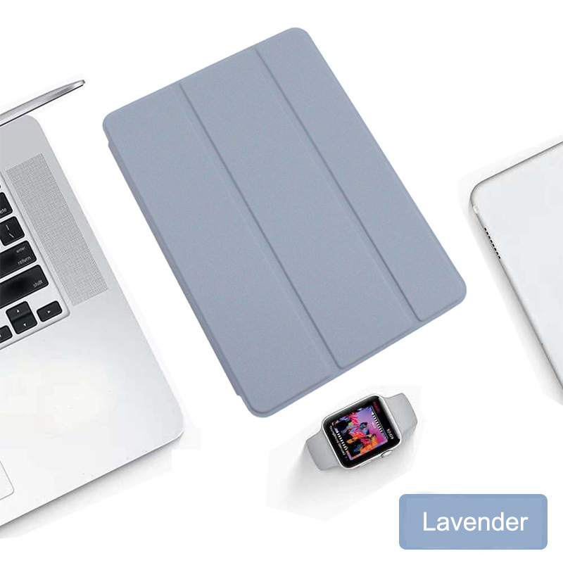Tri Fold PU Leather Flip Cover with Soft TPU Translucent Clear Case 06a