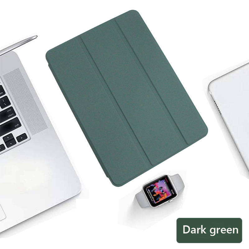 Tri Fold PU Leather Flip Cover with Soft TPU Translucent Clear Case 08