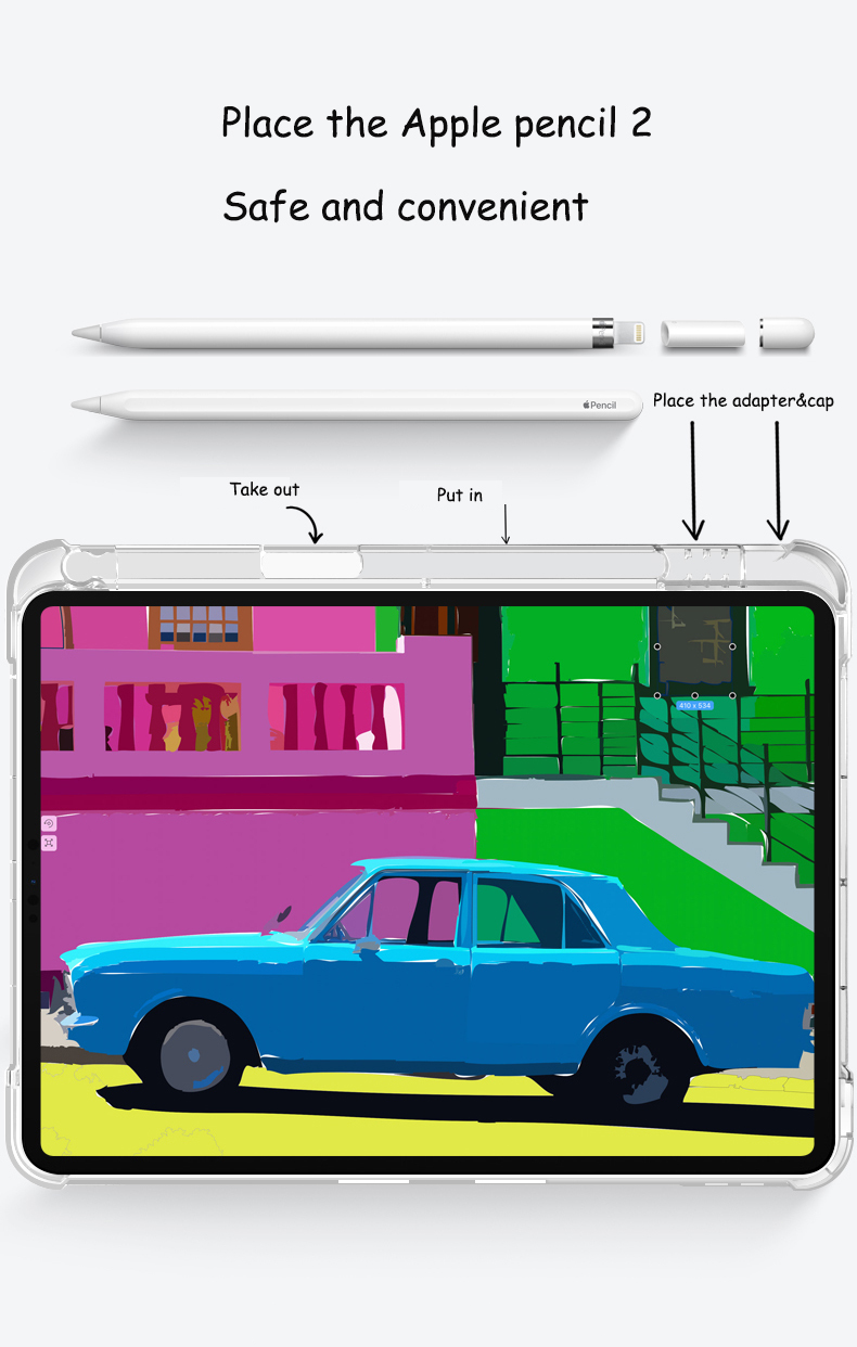 Tri Fold PU Leather Flip Cover with Soft TPU Transparent Clear Case and Pencil Holder 04