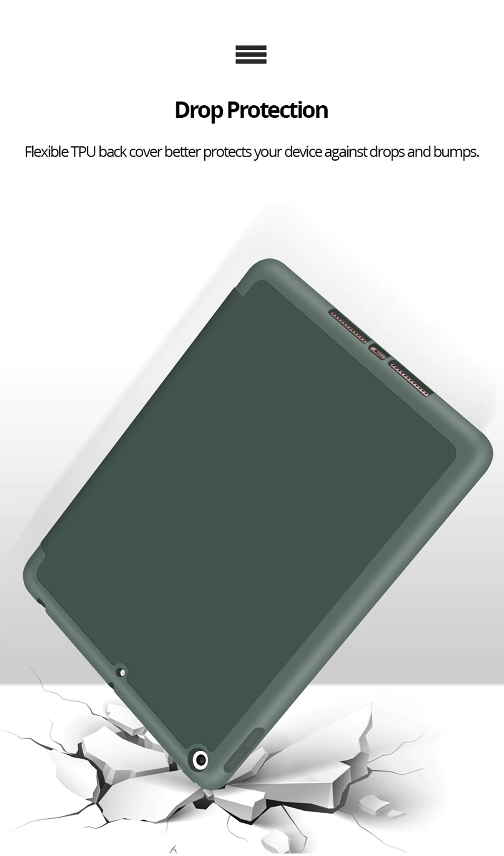 Tri Fold PU Leather Cover with Soft TPU Case and Pencil Holder 06