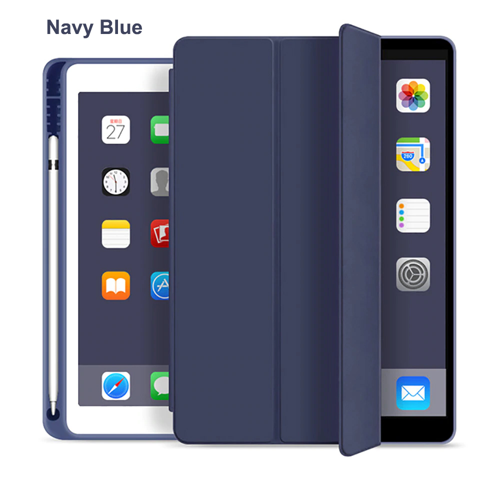 Tri Fold PU Leather Cover with Soft TPU Case and Pencil Holder 10