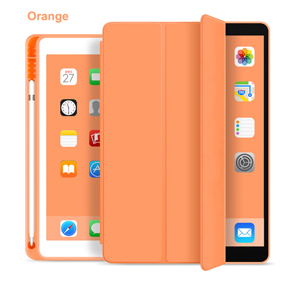 Tri Fold PU Leather Cover with Soft TPU Case and Pencil Holder 11