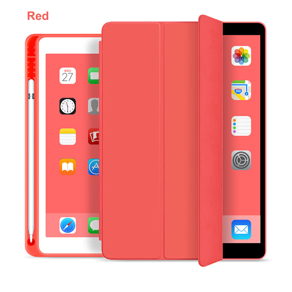 Tri Fold PU Leather Cover with Soft TPU Case and Pencil Holder 12