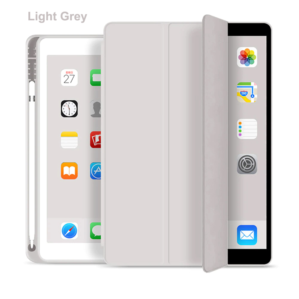 Tri Fold PU Leather Cover with Soft TPU Case and Pencil Holder 14