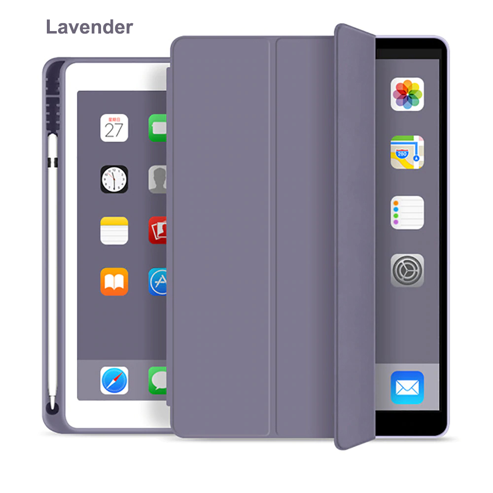 Tri Fold PU Leather Cover with Soft TPU Case and Pencil Holder 15