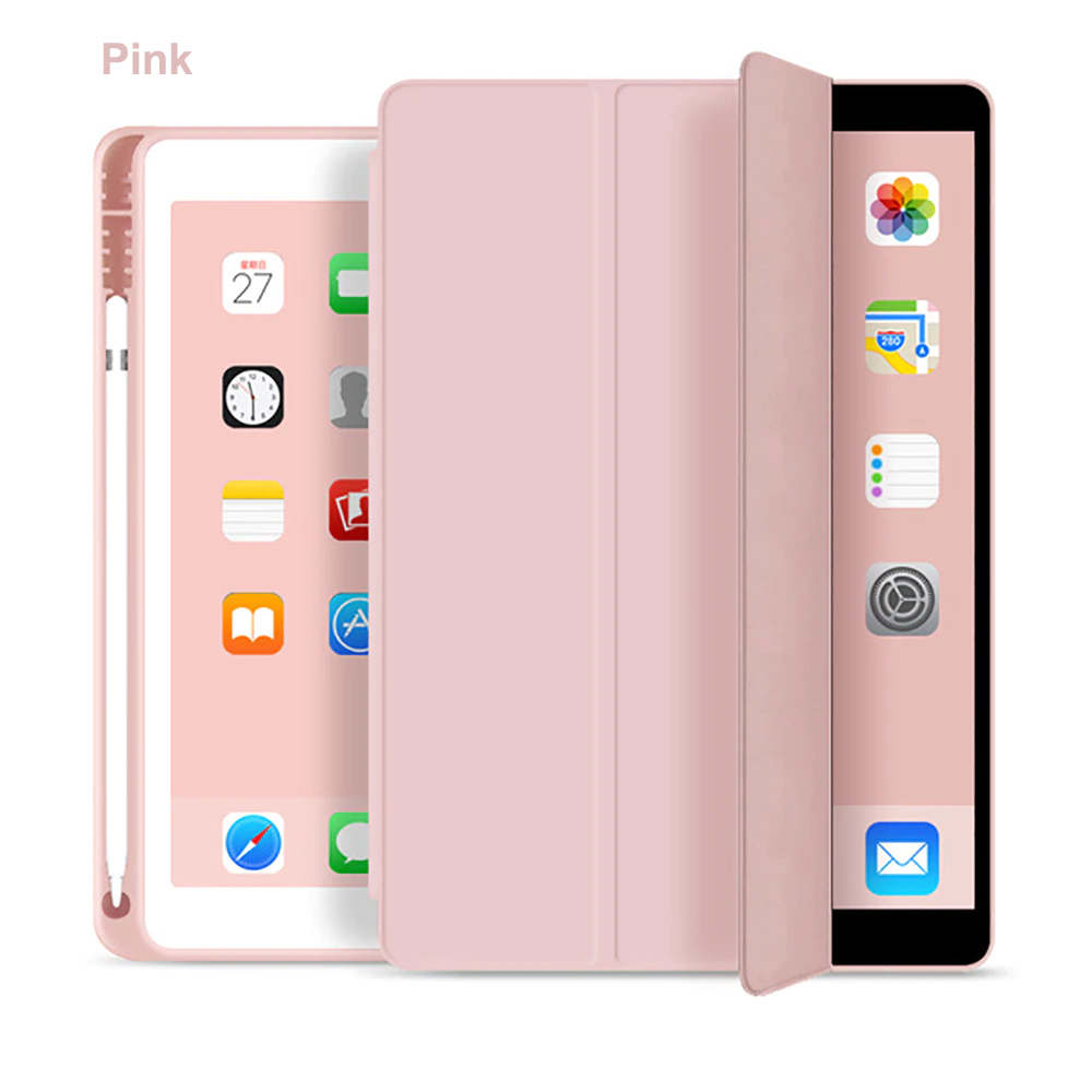 Tri Fold PU Leather Cover with Soft TPU Case and Pencil Holder 16