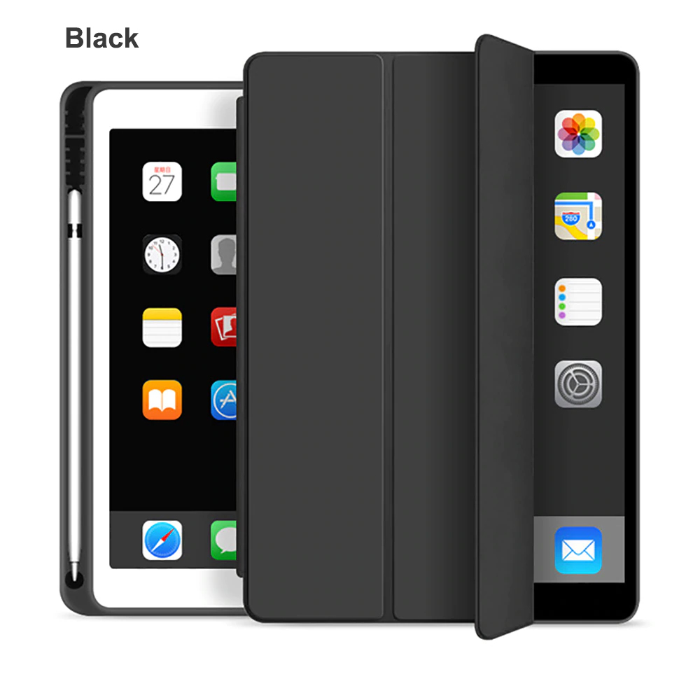 Tri Fold PU Leather Cover with Soft TPU Case and Pencil Holder 17