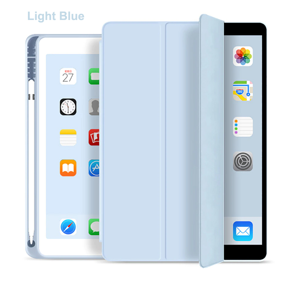 Tri Fold PU Leather Cover with Soft TPU Case and Pencil Holder 18